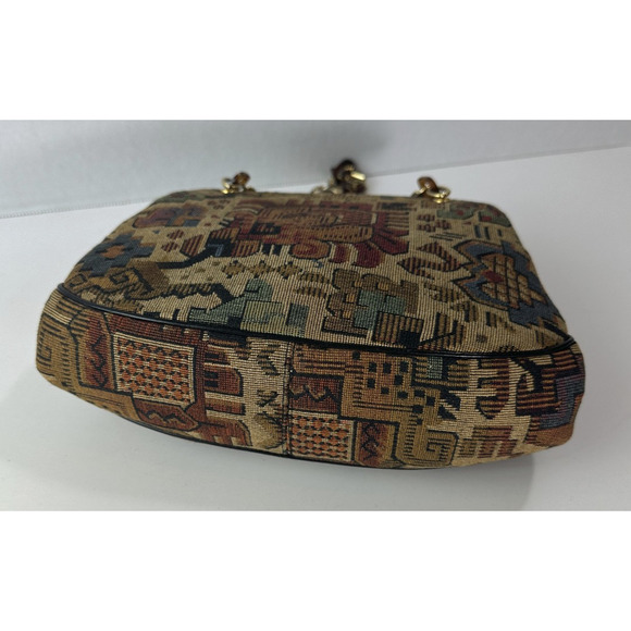 Vtg Morris Moskowitz Bag Tapestry Mini Purse Tortoise Chain Snap Closure Handbag - Picture 8 of 15